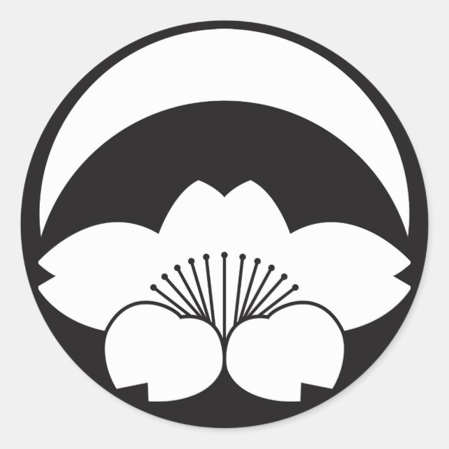 Kirschblüte unter Halbmond Runder Aufkleber (Vorderseite)