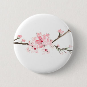 Kirschblüte Wasserfarbe Button