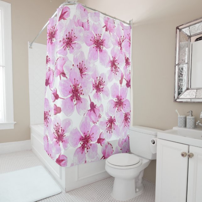 Kirschblüte Wasserfarbe Duschvorhang (Beispiel)