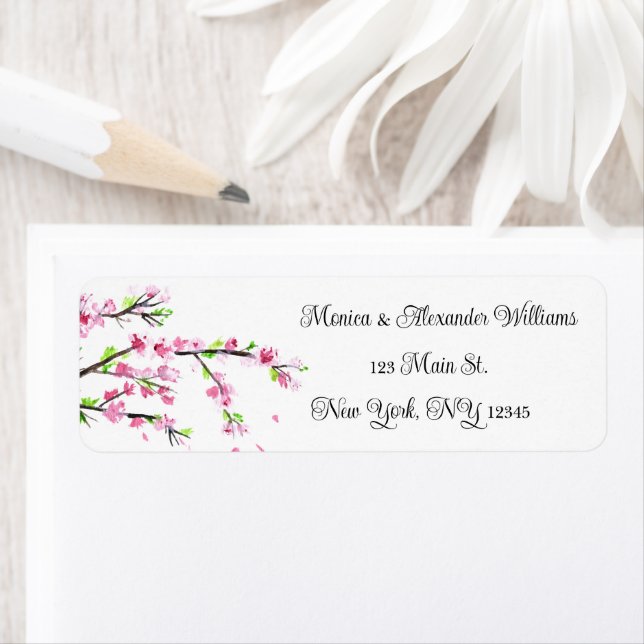 Kirschblüte Wasserfarbe Rosa Rücksendeadresse Labe (Insitu)