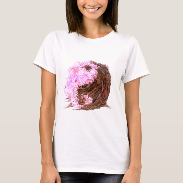Kirschblüte Yin Yang T-Shirt (Vorderseite)