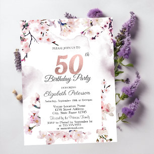 Kirschblüten 50. Geburtstag Einladung
