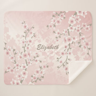 Kirschblüten-Aprikosen-Vintage-Blumen-Monogramm  Sherpadecke