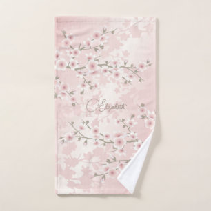 Kirschblüten-Aprikosen-Vintage-Floral-Monogramm Handtuch
