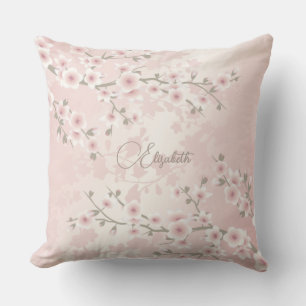 Kirschblüten-Aprikosen-Vintage-Floral-Monogramm  Kissen