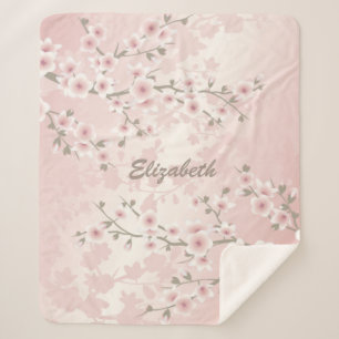 Kirschblüten-Aprikosen-Vintage-Floral-Monogramm  Sherpadecke
