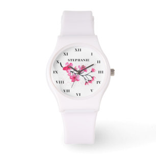 Kirschblüten-Aquarell-Blumen-Sakura-Modern Armbanduhr