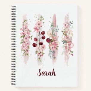 Kirschblüten-Aquarell mit Namen Notizbuch