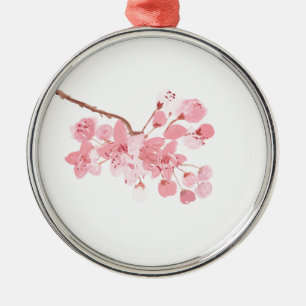 Kirschblüten-Aquarell-Sakura Japanisch japan Silbernes Ornament