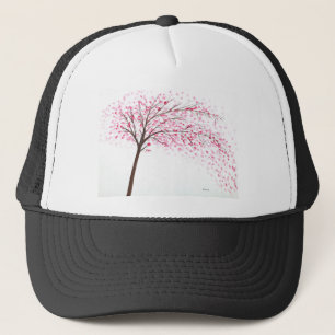 Kirschblüten Aquarellmalerei Truckerkappe