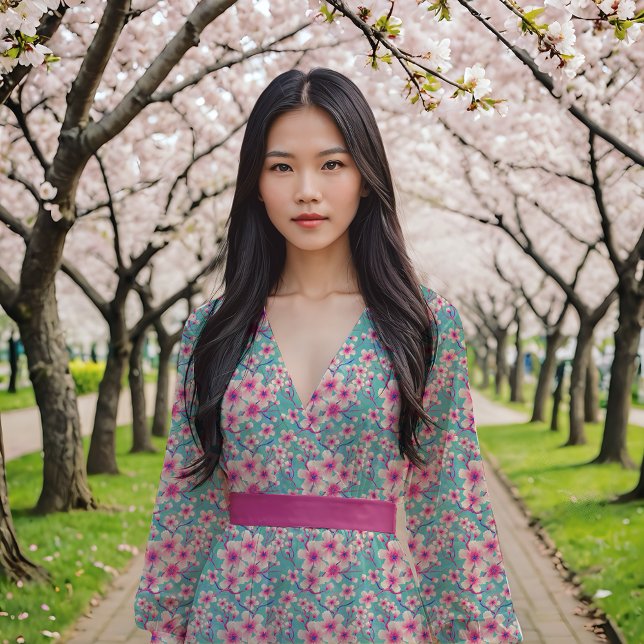 Kirschblüten auf blau stoff (Von Creator hochgeladen)