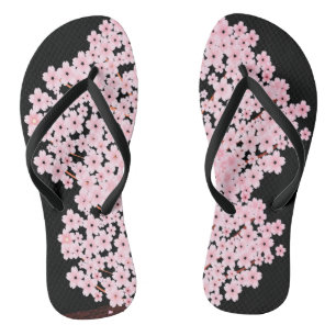 Kirschblüten auf schwarz flip flops