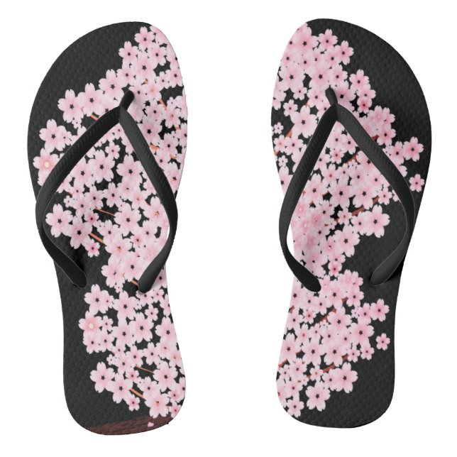 Kirschblüten auf schwarz flip flops (Fußbett)