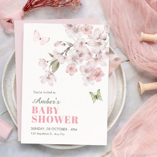 Kirschblüten-Babyshower Einladung