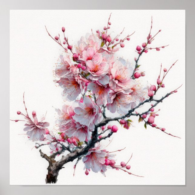 Kirschblüten-Blumen-Kunstposter Poster (Vorne)