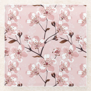 Kirschblüten-Blumen-Muster Glasuntersetzer