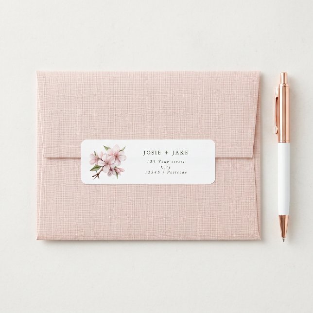 Kirschblüten-Blumen-Rücksendeadresse (Cherry blossom flower return address label)