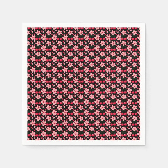 Kirschblüten-Blumenmuster, rosa Blüten  Serviette (Vorderseite)