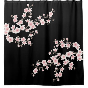 Kirschblüten BLUSH Pink Schwarz Duschvorhang
