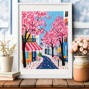 Kirschblüten Café Wandkunst in der Pariser Straße Poster