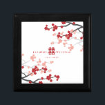 Kirschblüten & Chinesische Hochzeit mit doppeltem  Erinnerungskiste<br><div class="desc">Weiß / Rot Kirsche Blüten / Sakura Frühlingsblumen und einfaches Doppelglücksgefühl Chinesisch Hochzeit Keepake Geschenkboxen. Orientalisch-rote Kirschblüten oder Sakura-Blume mit doppeltem Glückssymbol. Ein elegantes und romantisches asiatisches Hochzeitsdesign, das modern und elegant ist. Kirschblüten blühen im Frühling und symbolisieren neue Anfänge, Liebe und Romantik in japanischer, koreanischer und chinesischer Kultur. Das...</div>