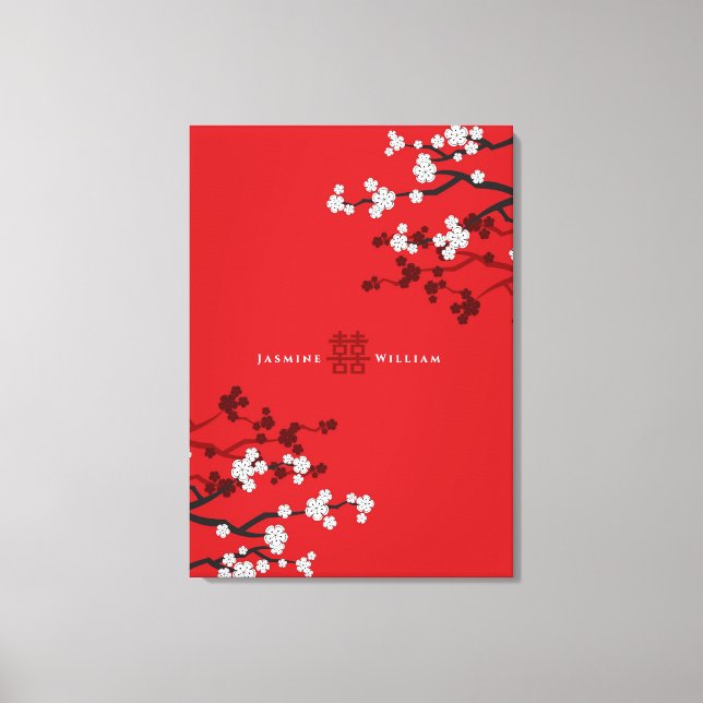 Kirschblüten & Chinesische Hochzeit mit doppeltem  Leinwanddruck (Vorderseite)