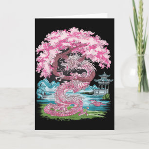 Kirschblüten Chinesischer Drache Chinesisches Neuj Karte