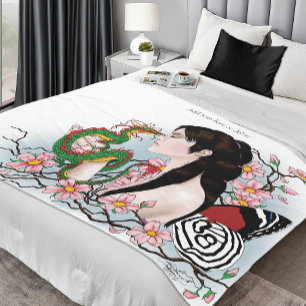 Kirschblüten-Drache Serenität Asiatische Fee Fleecedecke