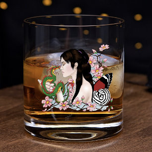 Kirschblüten-Drache Serenität Asiatische Fee Whiskyglas