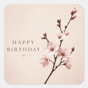 Kirschblüten-Eleganz Geburtstag Quadratischer Aufkleber
