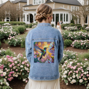 Kirschblüten-Fantasie-Kolibri Jeansjacke