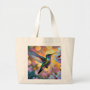 Kirschblüten-Fantasie-Sonnenaufgang Kolibri Jumbo Stoffbeutel