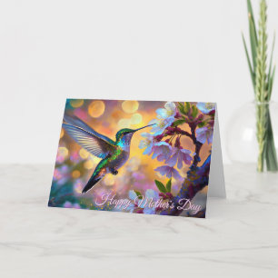Kirschblüten-Fantasie-Sonnenaufgang Kolibri Karte