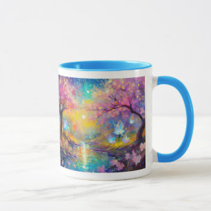 Kirschblüten-Fantasie-Sonnenaufgangsstrom Tasse