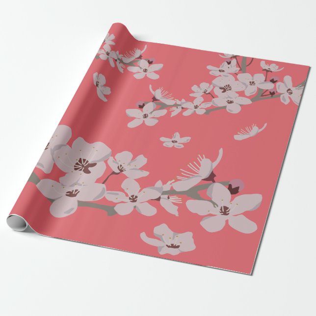 Kirschblüten Floating-Blume Geschenkpapier (Ungerollt)