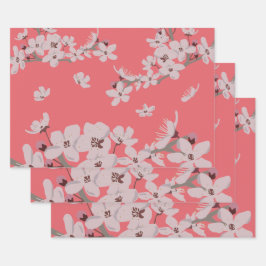 Kirschblüten Floating-Blume Geschenkpapier Set