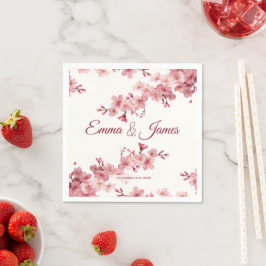 Kirschblüten Florale Personalisierte Hochzeitsserv Serviette