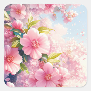 Kirschblüten flüstern vom Frühling Quadratischer Aufkleber