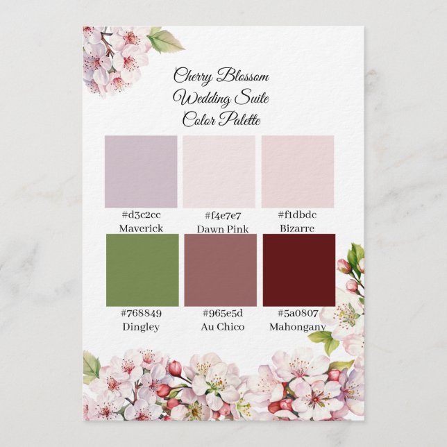 Kirschblüten-Frühlingsfarbpalette  Einladung (Vorderseite)