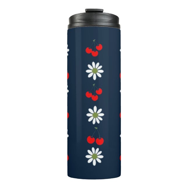 Kirschblüten & Gänseblümchen  Thermosbecher (Vorderseite)