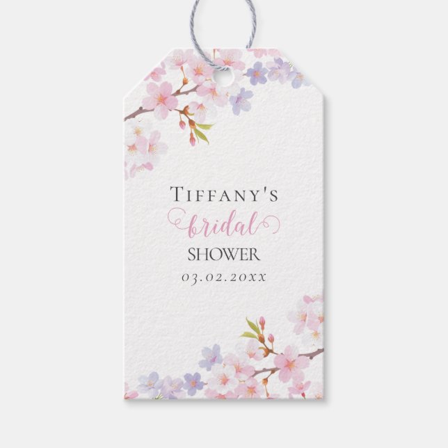 Kirschblüten-Garten-Brautparty Geschenkanhänger (Vorderseite)