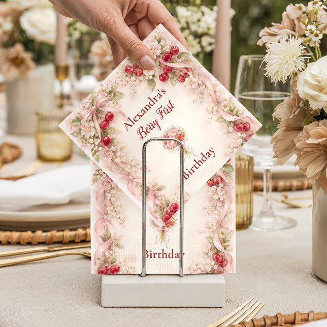 Kirschblüten-Garten-Mädchen 1. Geburtstag Serviette (Von Creator hochgeladen)