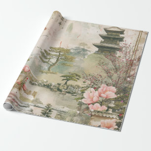 Kirschblüten-Gartenszene (3) Geschenkpapier