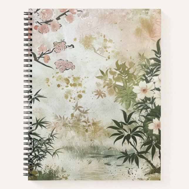 Kirschblüten-Gartenszene (6) Notizbuch (Vorderseite)