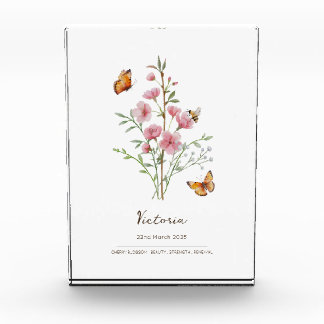 Kirschblüten-Geburtsmonatsblume Fotoblock