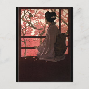 KIRSCHBLÜTEN-GEISHA POSTKARTE
