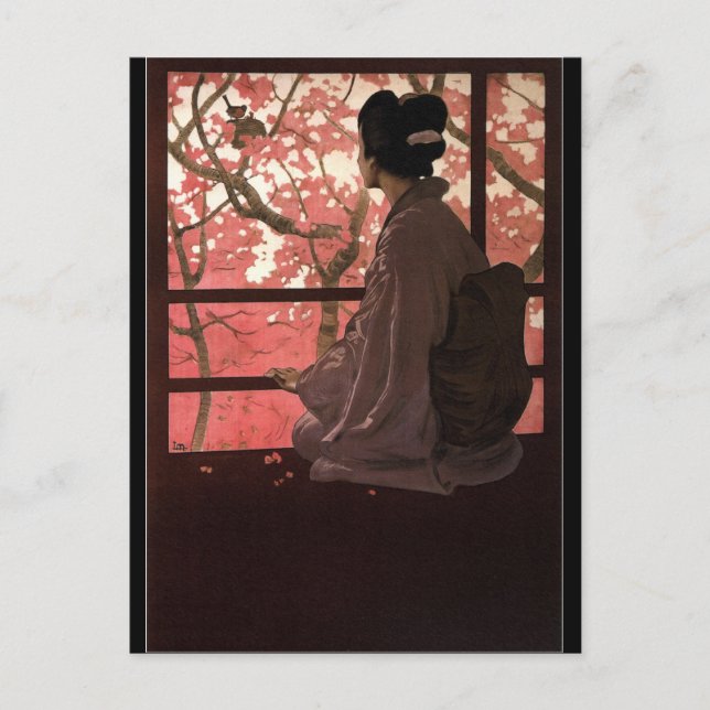 KIRSCHBLÜTEN-GEISHA POSTKARTE (Vorderseite)