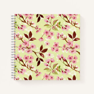 Kirschblüten Gelbgrün Hintergrund Notizbuch