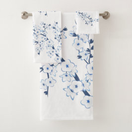 Kirschblüten Hellblau Badhandtuch Set