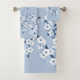 Kirschblüten Hellblau Badhandtuch Set